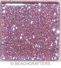 3/8 inch 50 Tiles PINK Glitter Glass Mosaic Tile Pieces - Mixed Media Art