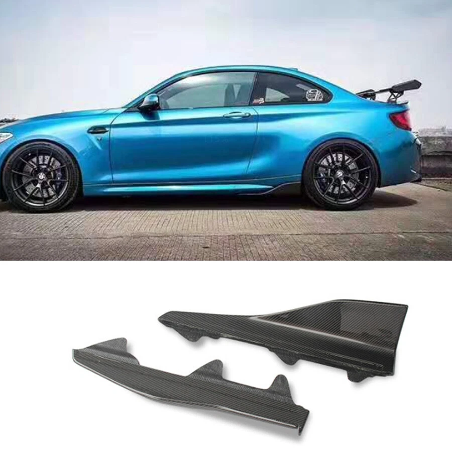 REAL CARBON For BMW F87 M2 16-2020 Side Skirt Extension Lip MP Splitters Fins A - Image 3 of 4