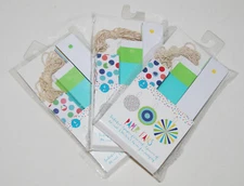 New 3X Blue Green Yellow Hanging Paper Fans Decoration Set in 3 Sizes 9 Total