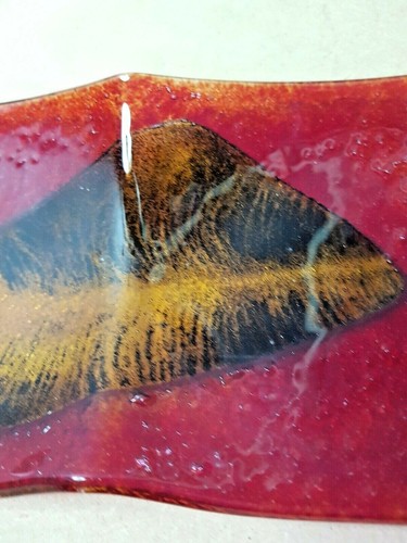 Vidro Efeito Hand Made In Portugal Stunning Glass Dish, Red/Gold/Black & White - Picture 8 of 9