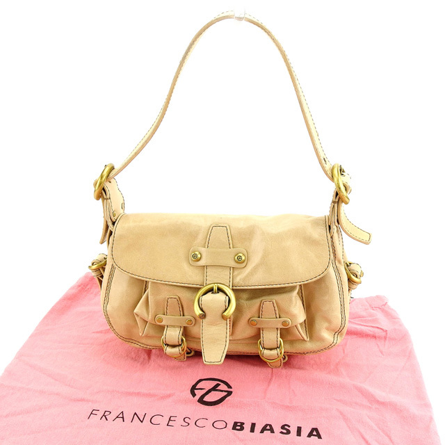 良品✨フランチェスコビアジア編み込みハンドルレザーバッグy2k