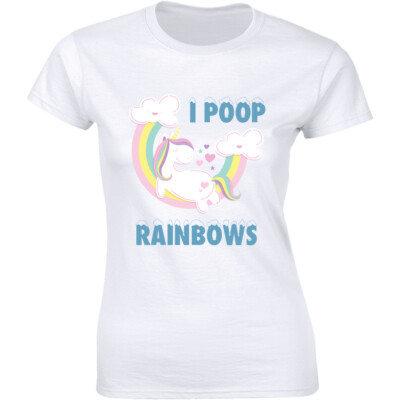 Unicorn Shirt Rainbow I Poop Funny ladies Pink Horn Class Fun Women's  T-shirt