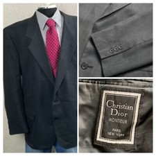 Christian Dior Mens 46R Vnt Charcoal Gray Window Pain Check Sport Coat