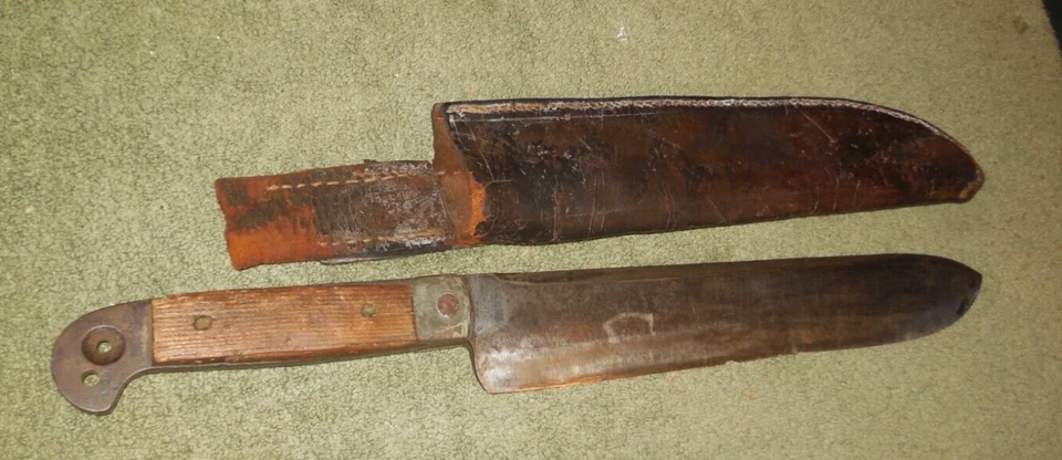 CUCHILLO FILIPINAS BOLO FORJADO A MANO HOJA DE ACERO PESADO Y FUNDA DE CUERO Foto 3 de 4