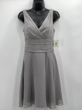 Davids Bridal DB Studio Celebrate Women's V Neck Sleeveless Mercury Dress