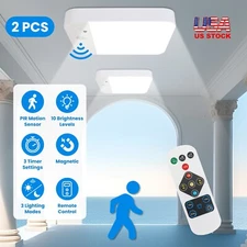 2pcs Magnetic Wireless Ceiling Light Battery Powered Motion Sensor Dimmable Lamp