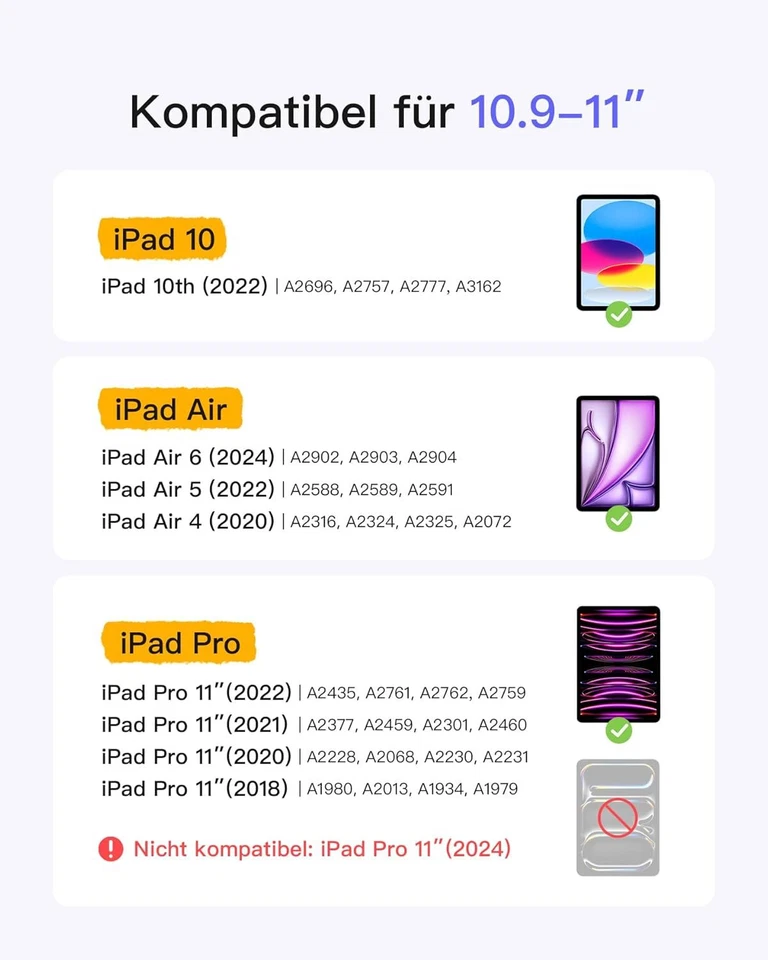Inateck Ultraleichte Hülle Tastatur iPad 10 iPad Air 6/5/4 10,9 iPad Pro 11 Zoll - Bild 2 von 4