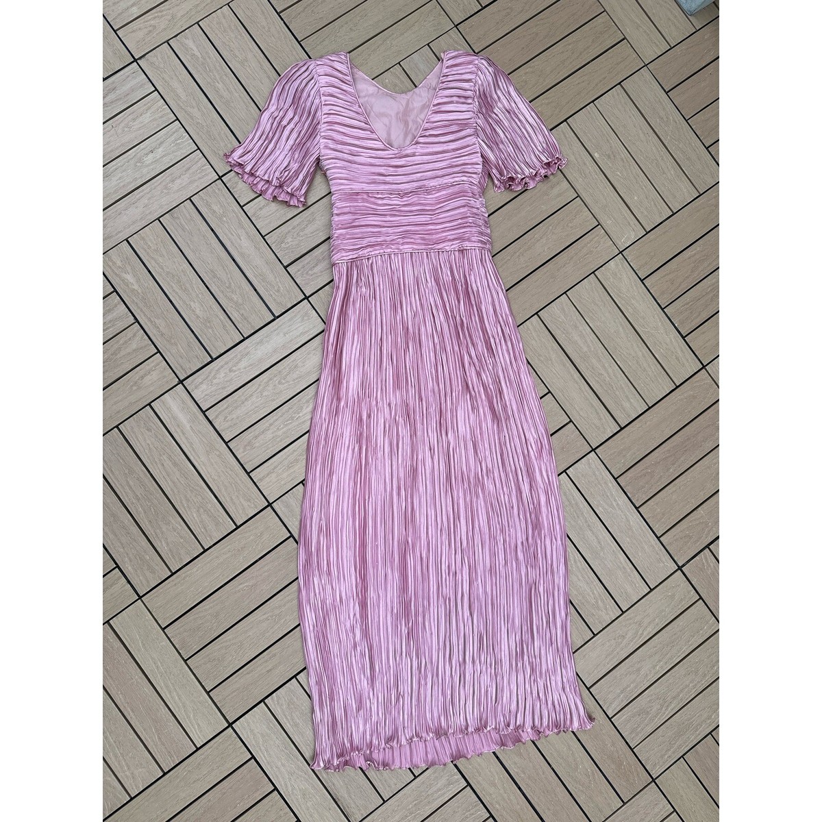 open lace back dress Pink | Plisse Wrap Over Midi Dress main image 1