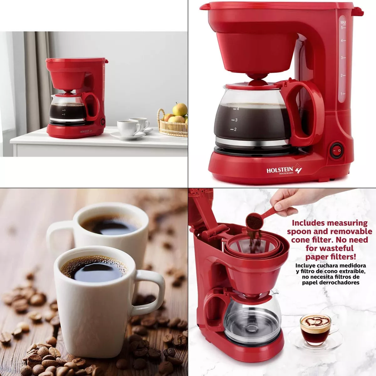  Holstein Housewares - 5 Cup Drip Coffee Maker