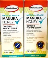 ManukaGuard Medical Grade Manuka Honey Cough & Throat Syrup, 4 OZ  2-PACK