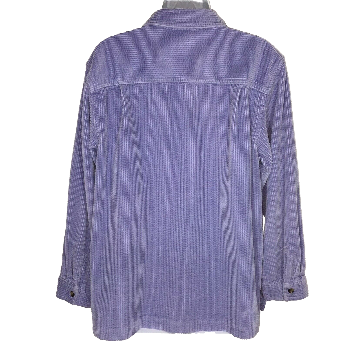 LL Bean Womens M Periwinkle Blue Wide Wale Corduroy Button Up Top 