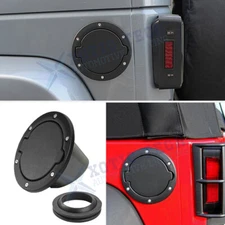 Sport Metal Cap+ ABS Base Fuel Door Gas Cap Lid Cover For Jeep Wrangler JK 07-18
