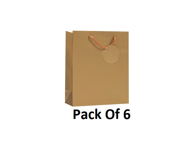 Simon Elvin Finishing Touch Single Colour Medium Gift Bags - Gold (Pack of 6)
