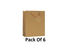 Simon Elvin Finishing Touch Single Colour Medium Gift Bags - Gold (Pack of 6)