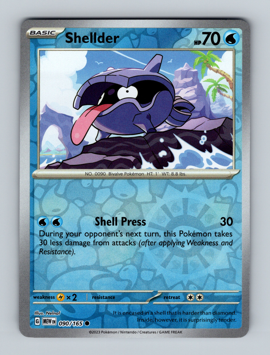 Shellder - 090/165 151 Reverse Holo Common Pokemon - NM/MINT