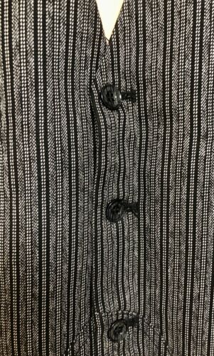 Simon James Cathcart Period Chore Style Waistcoat 44” Black Grey Stripe - Picture 2 of 9
