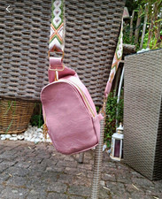 Damen Umhängetasche Crossbody rosa, Leder, R...