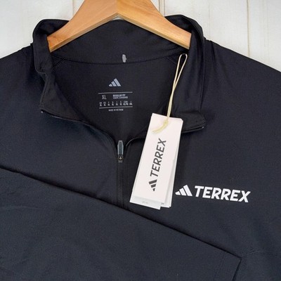 Adidas Terrex Half Zip LS Shirt Mens XL Black Long Sleeve Hiking UPF 50+ NEW $65
