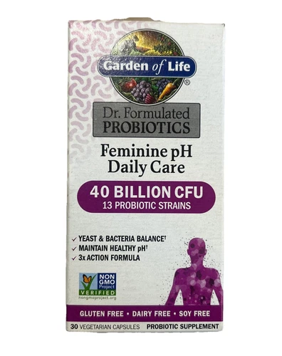 Garden of Life Feminine pH Daily Care Probiotic 40 Billion CFU 30 Caps 04/26+