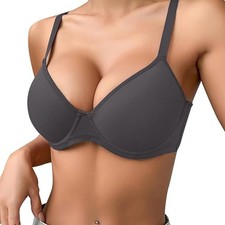 Womens Soft Wireless Push Up Bra 2 Cup Boost Thick Padded Seamless Comfort