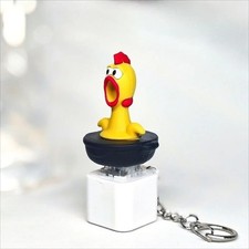 Screaming Rubber Chicken Keychain Keyring Squeeze LED Light Sound Gag Prank Toy