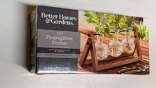 Better Homes  Gardens Propagation Station Plant Vase Set Glass Wood Stand New