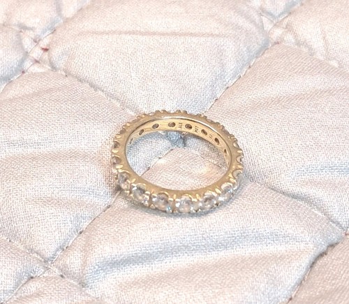 Authentic Pandora Ring Sparkling Row Eternity sz 6 14K Gold Plated - Picture 2 of 3
