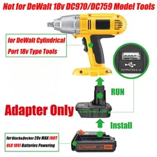 Adapter for Black+Decker 20V (Not 18V) Battery to Power for DeWalt 18V NiCD Tool