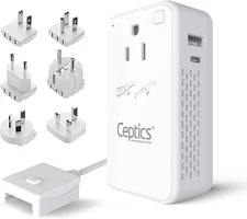 Ceptics 200W Step Down US-EU, 220v-110v, USB-A/C Fast Charger