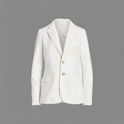 Polo Ralph Lauren Crest Patch Cream Wool Blazer Women's Size 0 NWT