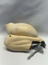 Wood Carving Blank Standing Pelican With Metal Feet.  9 X 4 X 7 When Finished