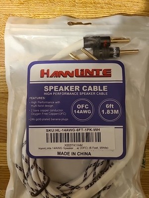 HANN LINTE 14AWG Premium Heavy Duty Braided Speaker Wire Cable 6 Feet Gold Plate