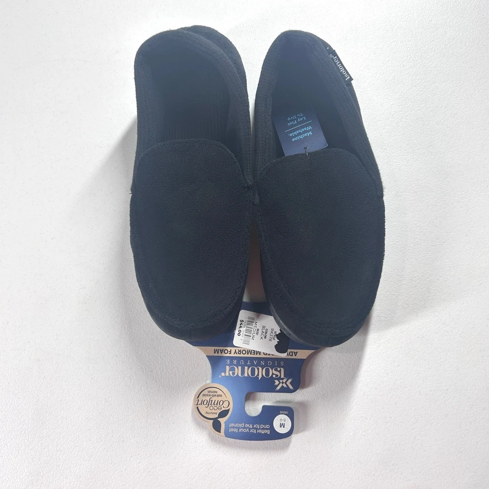 Zapatillas Isotoner Para Hombres Medianas 8-9 Negras Espuma con Memoria Avanzada Eco Confort NUEVAS Foto 2 de 4