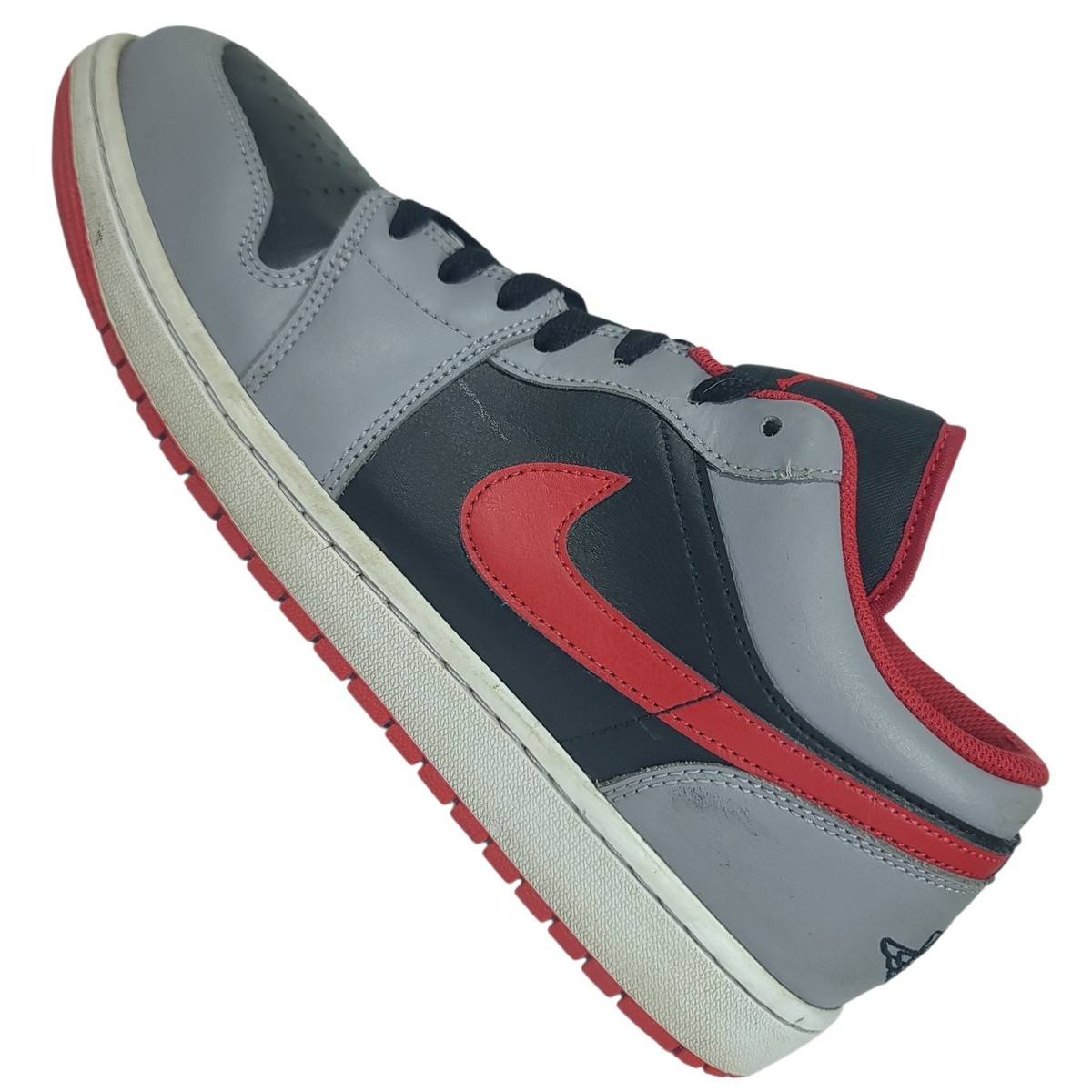 Nike Air Jordan 1 Low Blk Cement Gray Fire Red Men Sz 12 Sneaker Shoe 553558-060 Air Jordan 1 Low Cement Fire Red - 553558-060 | eBay main image 2