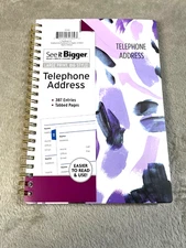 Address Book with Alphabetical Tabs - Purple 8"X5.5" Spiral Address Organizer
