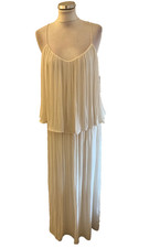BNWT ZARA IVORY SHOESTRING STRAP LAYERED MAXI DRESS SIZE M