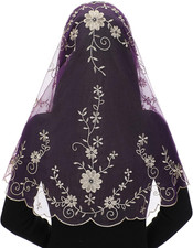 Catholic Church Mass Veil - Spanish Chapel Lace Mantilla Veil D Shape Vine Embro