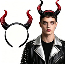 Devil Horns Headband, Red and Black Gradient, Halloween Costume Accessory
