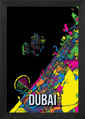 Dubai VAE Stadtplan Kunst gerahmtes Wandbild Poster Leinwanddruck Bild