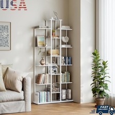 15 Shelf Tall Bookcase Storage Rack Stylish Organizer Easy Assembly Modern New