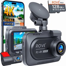ROVE R2-4K DUAL Upscaled Dash Cam Front  Rear  STARVIS 2, 128GB Card, 20MB/S