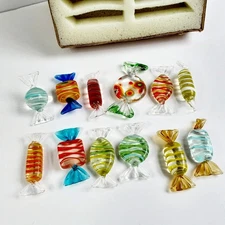 Hand-blown Glass Candy 12 Pcs Multicolored From Lillian Vernon in Original Box
