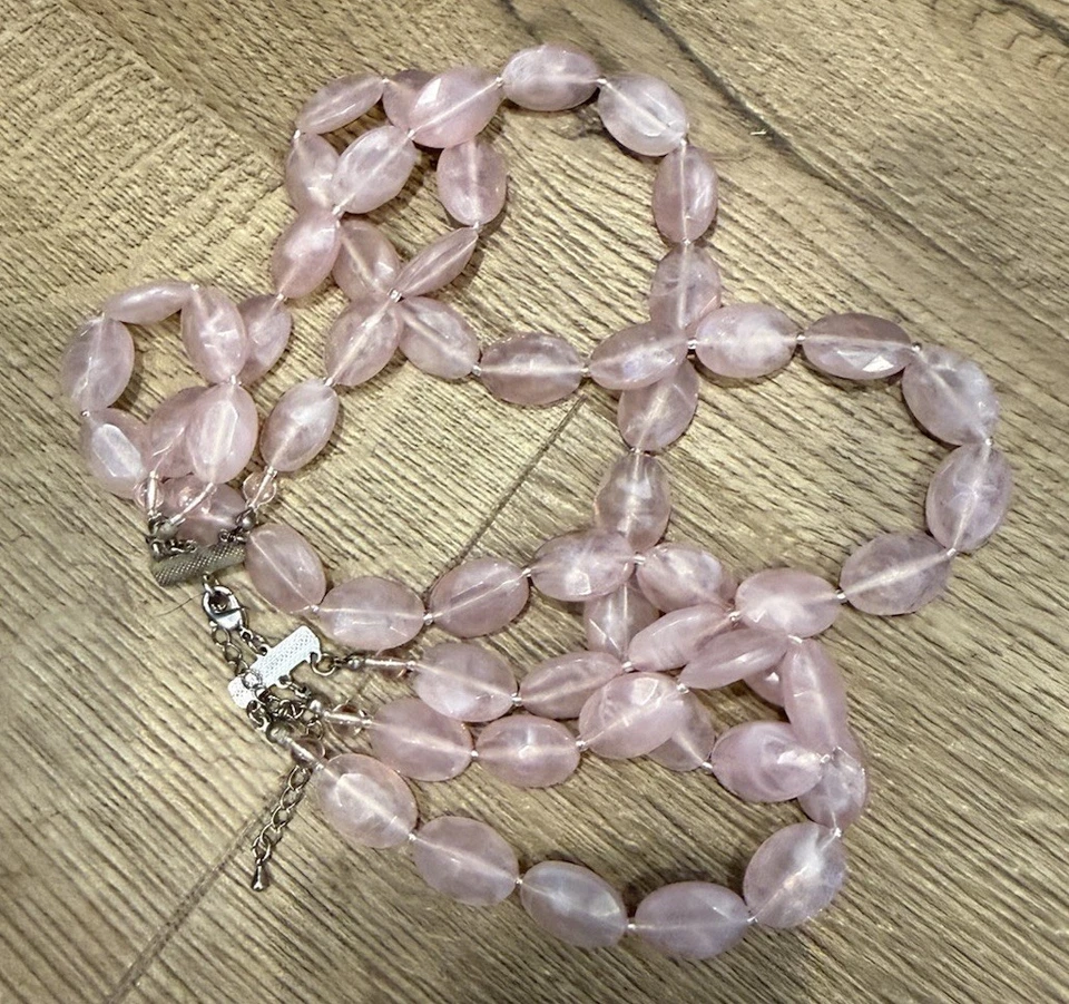 Винтажное ожерелье из нескольких нитей розового кварца с бисером - Изображение 4 из 4