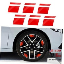 6PCS Wheel Rim Decal Stripes Reflective Car Stickers, Waterproof Hub Stripe Red
