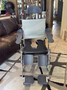 RAZ-AT Attendant Tilt Mobile Shower Chair / Commode Roll In Chair