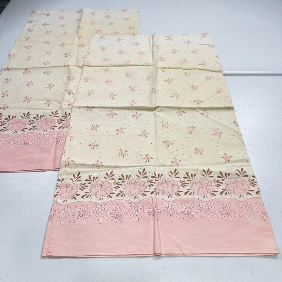 Par de fundas de almohada vintage hechas a mano estándar rosa floral saco de alimentación algodón rústico Foto 2 de 4