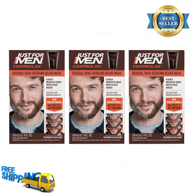#ad 3 Pack Just For Men Control GX Grey Reducing Beard Wash 4 oz Gradual Hair Color $36.99
