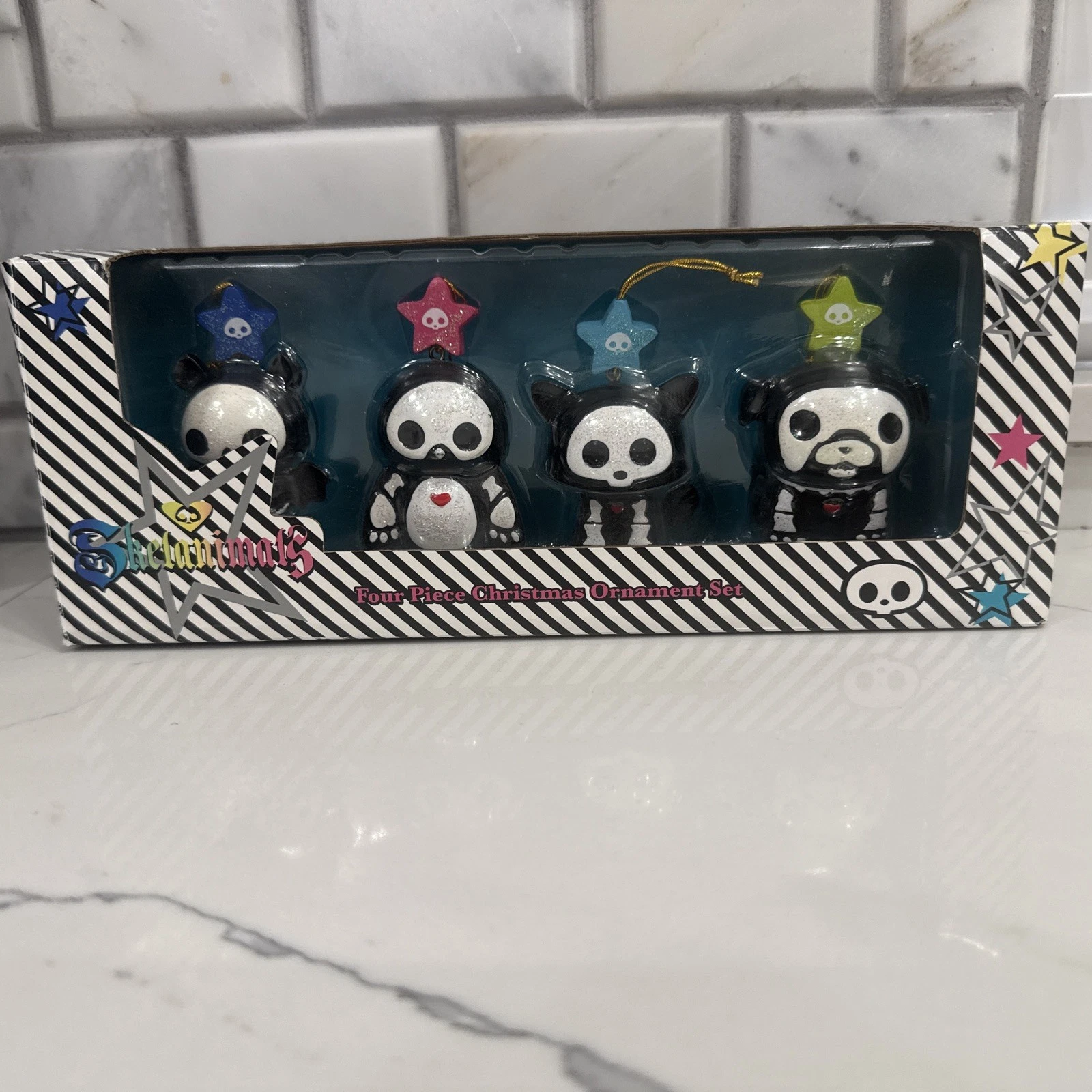 Rare New Skelanimals Figurine Christmas Ornament 4 Pcs Set Hot Topic 2007 - product detail image 1