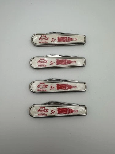 4x Vintage RARE Coca Cola Pocket Knife Colonial USA With Bottle Opener NOS