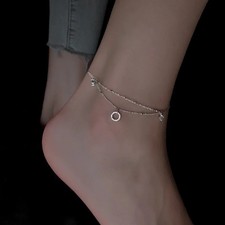 New 925 Sterling Silver Circle Anklet Persona...
